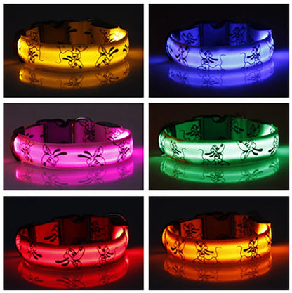 LED Dog Collar Light Night Safety Nylon Pet Dog Collar Glowing Luminous Collar Perro Luz Bright Dog Collar Electronic Pets Items