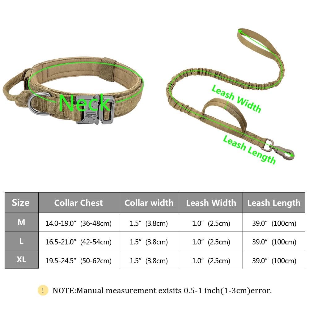 Strong Dog Military Tactical Collar Pet Bungee Leash Durable Nylon Pet Training Collars With Handle Large Dogs French Bulldog