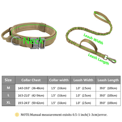 Strong Dog Military Tactical Collar Pet Bungee Leash Durable Nylon Pet Training Collars With Handle Large Dogs French Bulldog